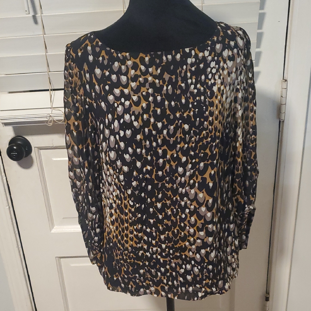 Trina Turk Black And Gold Patterned Blouse